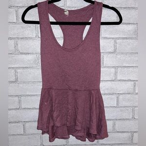 Anthropologie Painted Threads Purple Ribbed Peplum Tank Size S